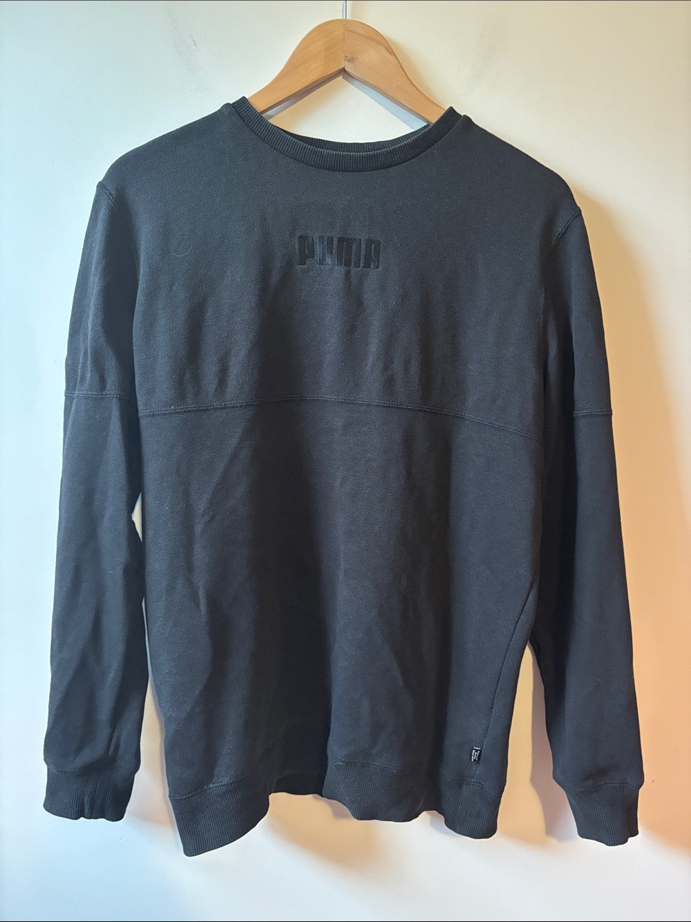 Puma Men's Black Crewneck Pullover with Subtle Logo